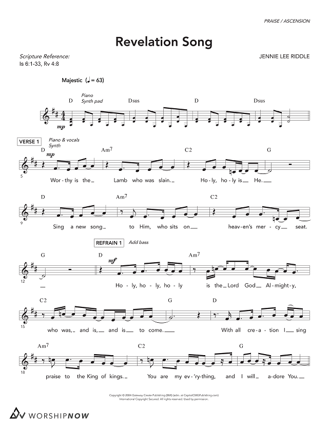 Revelation Song by Jennie Lee Riddle - Trumpet - Digital Sheet Music