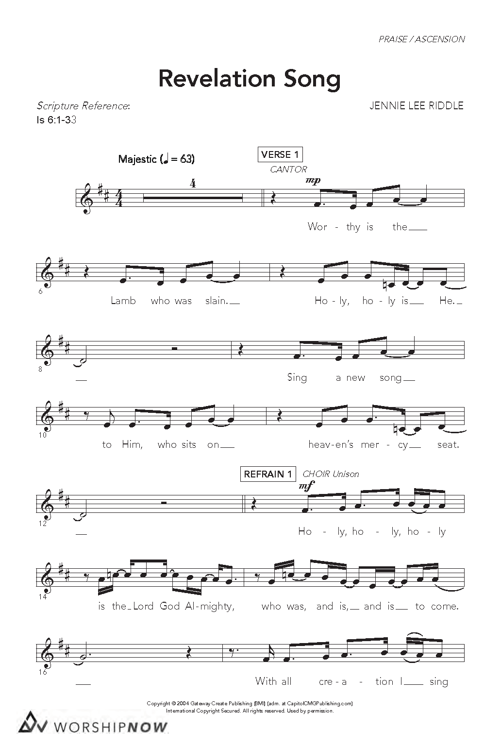 Revelation Song Sheet Music PDF (Jennie Riddle) - PraiseCharts